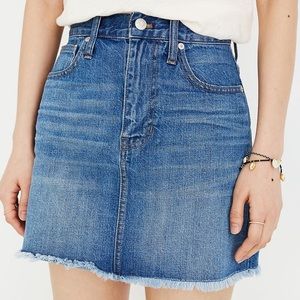 Madewell Rigid Denim A-Line Mini Skirt: Fluffy hem